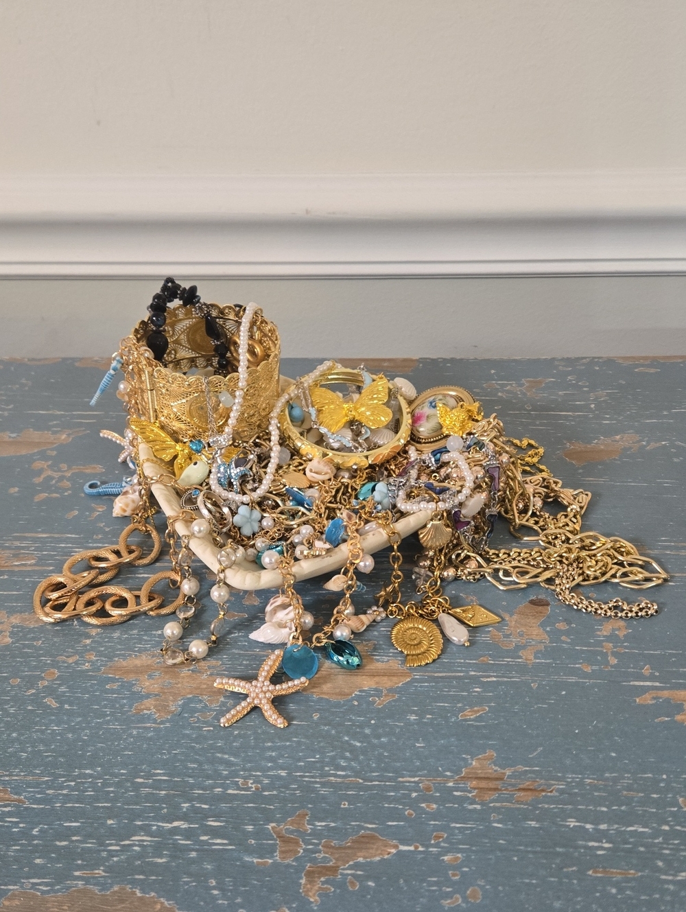 Mixed Metals, Beach And Butterfly Jewelry Lot